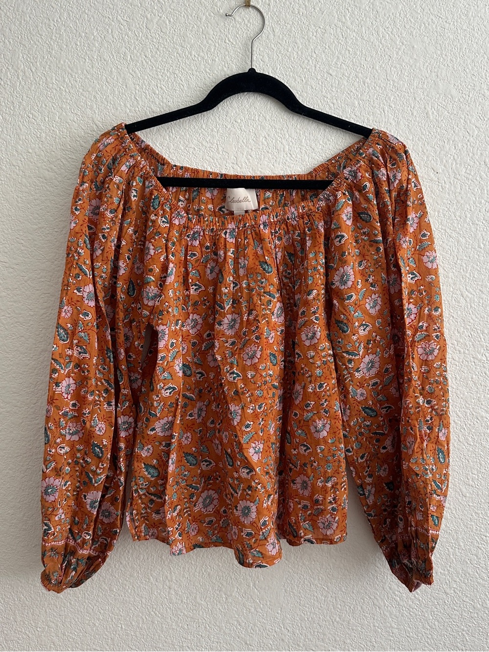 Cleobella Small Rust Orange Floral Peasant Blouse